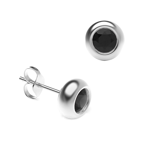 Bezel Setting Solid Black Diamond Earrings