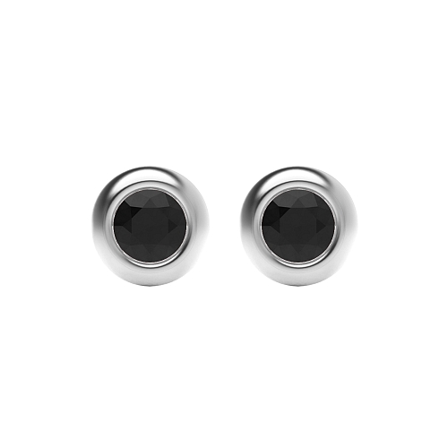 Bezel Setting Solid Black Diamond Earrings