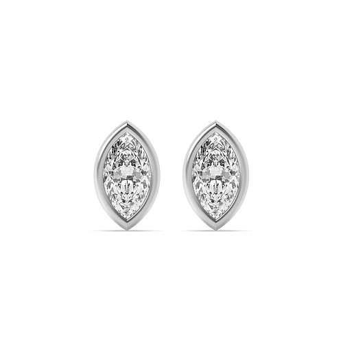 Bezel Setting Marquise Solid Diamond Earrings