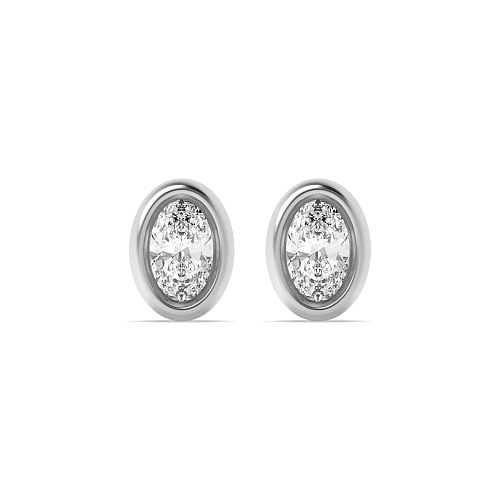 Bezel Setting Oval Solid Diamond Earrings