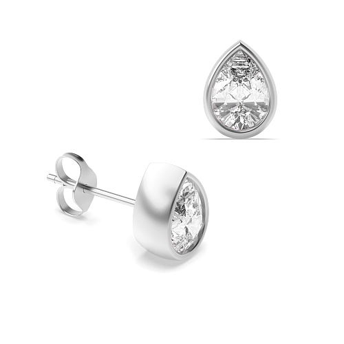 Prong Pear Solid Diamond Earrings
