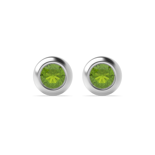 Bezel Setting Solid Peridot Diamond Earrings