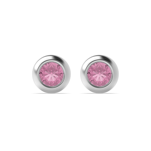 Bezel Setting Solid Tourmaline Diamond Earrings