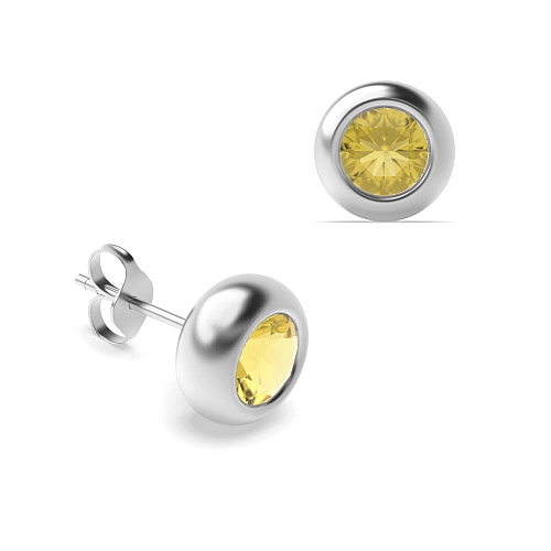 Bezel Setting Solid Topaz Diamond Earrings
