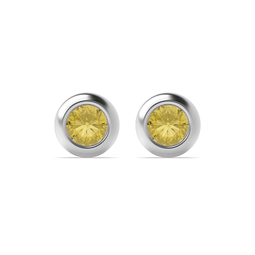 Bezel Setting Solid Topaz Diamond Earrings