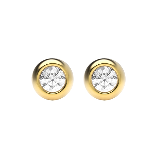 Bezel Setting Yellow Gold Solid Diamond Earrings