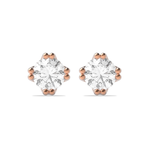 4 Prong Round Rose Gold Stud Earrings