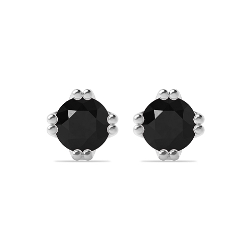 4 Prong Double claw Black Diamond Earrings