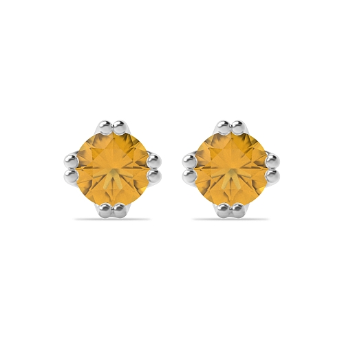 4 Prong Double claw Citrine Diamond Earrings