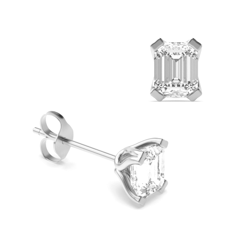 4 Prong Emerald double claw Stud Earrings