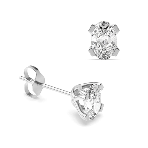 4 Prong Oval Double claw Diamond Earrings