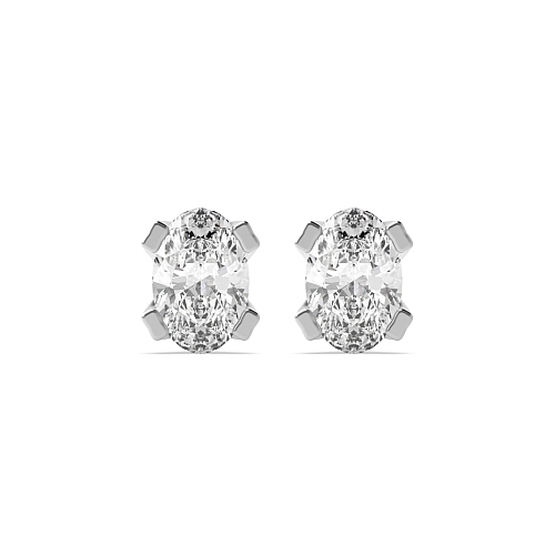 4 Prong Oval Double claw Diamond Earrings