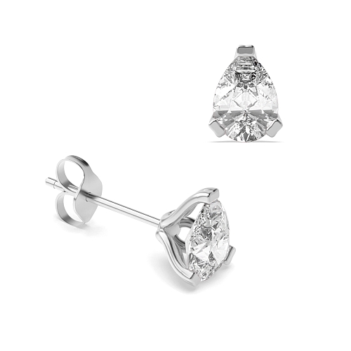 Prong Pear Double claw Diamond Earrings