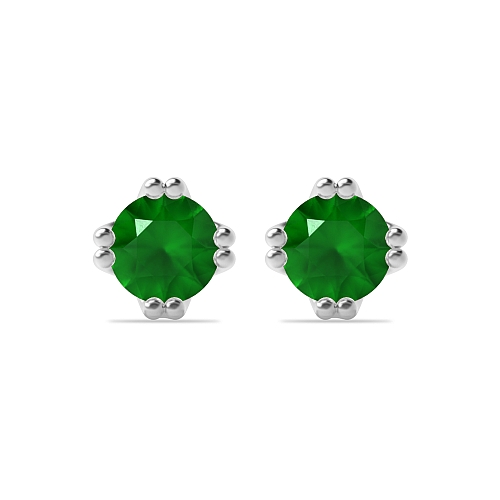 4 Prong Double claw Emerald Diamond Earrings