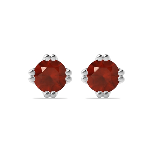 4 Prong Double claw Garnet Diamond Earrings