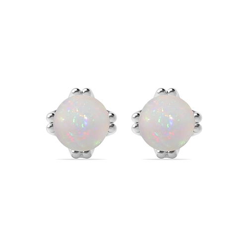 4 Prong Double claw Opal Diamond Earrings