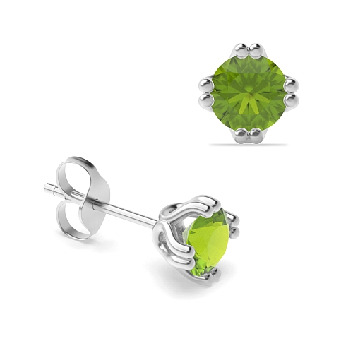 4 Prong Double claw Peridot Diamond Earrings