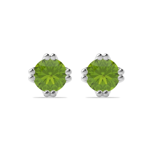 4 Prong Double claw Peridot Diamond Earrings