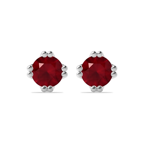 4 Prong Double claw Ruby Diamond Earrings