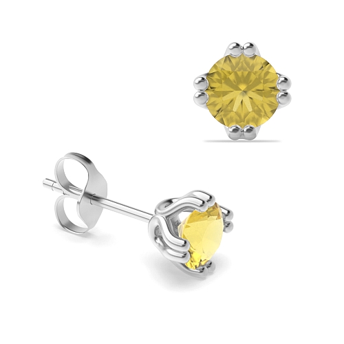 4 Prong Double claw Topaz Diamond Earrings
