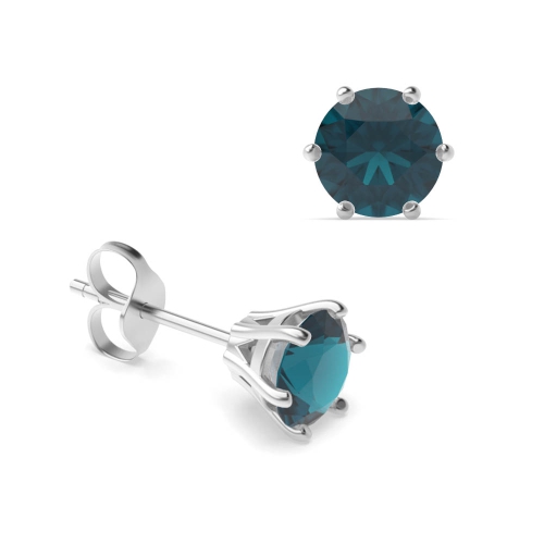 6 Claw Round Diamond Stud Earrings on Sale
