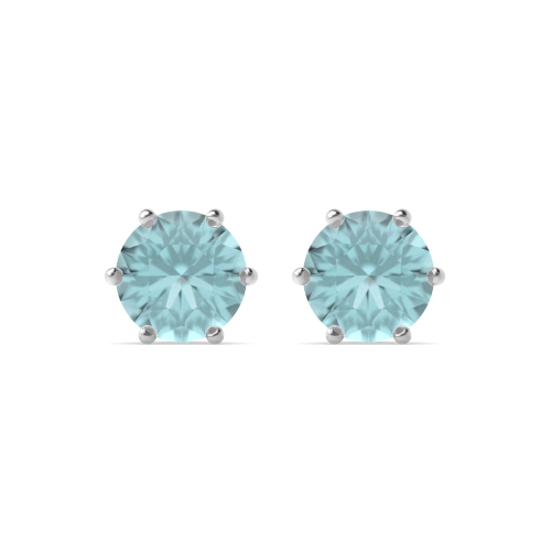 6 Prong HexaGlow Aquamarine Stud Earrings