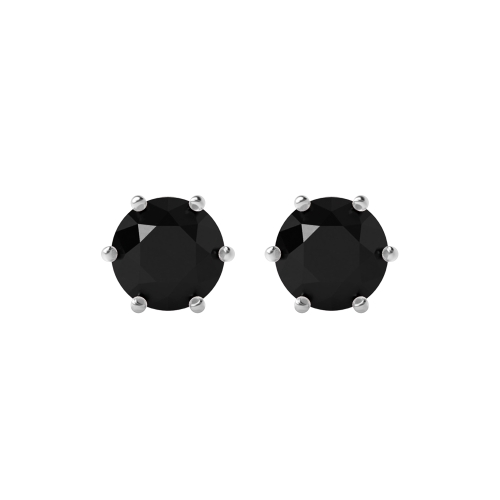 6 Prong HexaGlow Black Diamond Stud Earrings