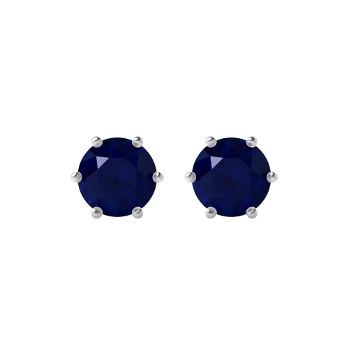 6 Prong HexaGlow Blue Sapphire Stud Earrings