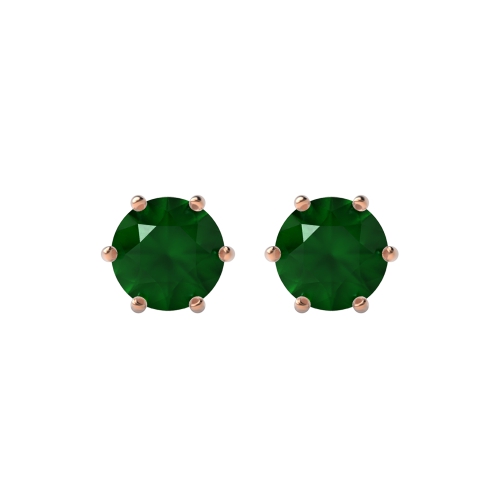 6 Prong HexaGlow Emerald Stud Earrings