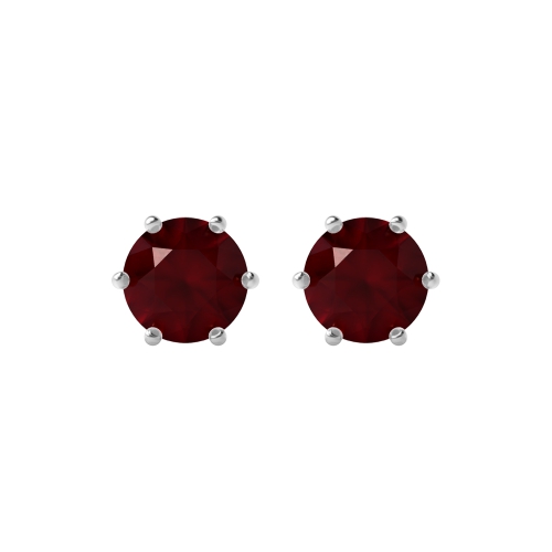6 Prong HexaGlow Ruby Stud Earrings