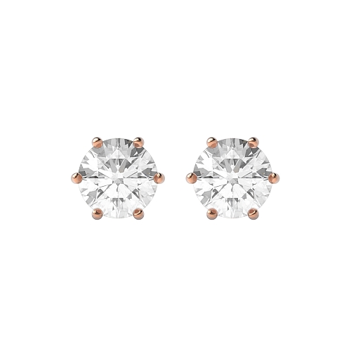 6 Prong Rose Gold flower basket Diamond Earrings