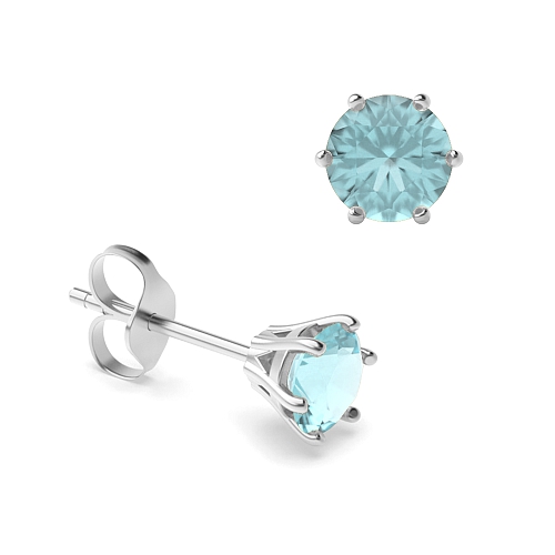 6 Prong HexaGlow Aquamarine Stud Diamond Jewellery