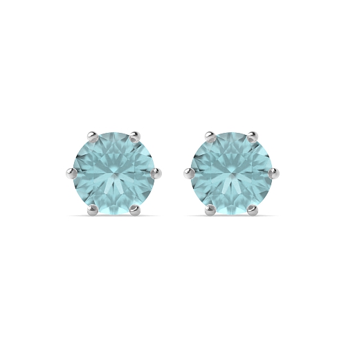 6 Prong HexaGlow Aquamarine Stud Diamond Jewellery