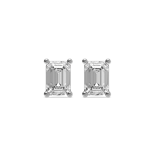 6 Prong Emerald flower basket Diamond Earrings