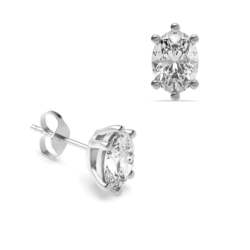 6 Prong Oval flower basket Diamond Earrings