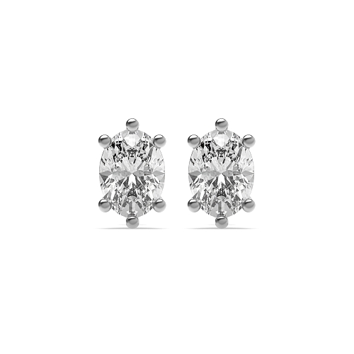 6 Prong Oval flower basket Diamond Earrings
