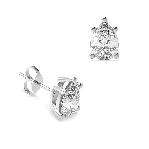 Prong Pear flower basket Diamond Earrings