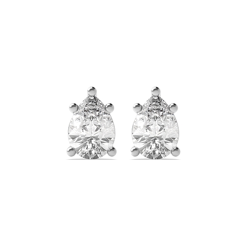 Prong Pear flower basket Diamond Earrings