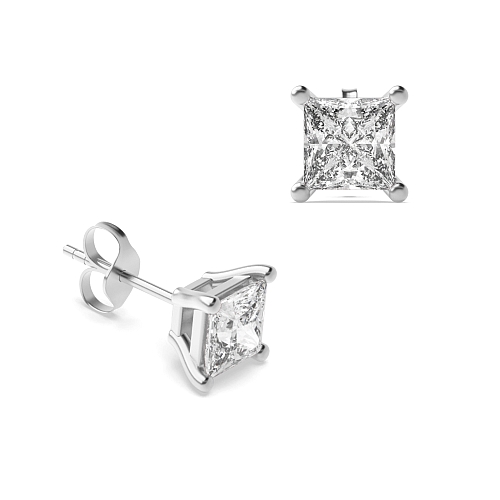 6 Prong Princess flower basket Diamond Earrings