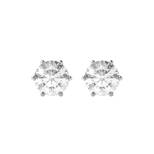 6 Prong Platinum basket Stud Earrings