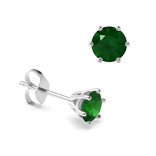 6 Prong flower basket Emerald Diamond Earrings