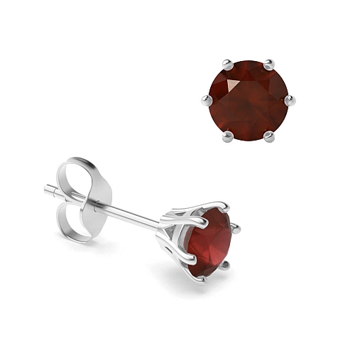 6 Prong flower basket Garnet Diamond Earrings