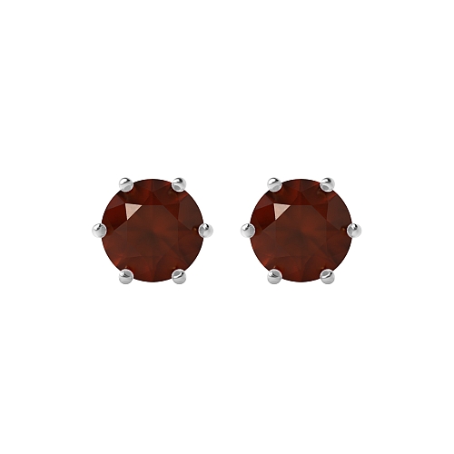 6 Prong flower basket Garnet Diamond Earrings