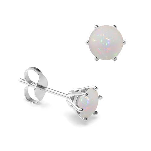 6 Prong flower basket Opal Diamond Earrings
