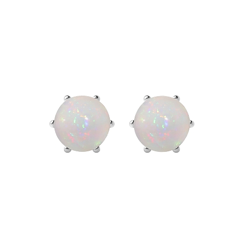 6 Prong flower basket Opal Diamond Earrings