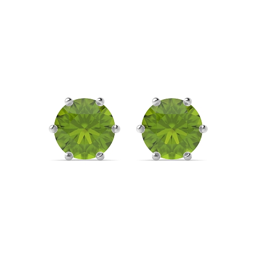 6 Prong flower basket Peridot Diamond Earrings
