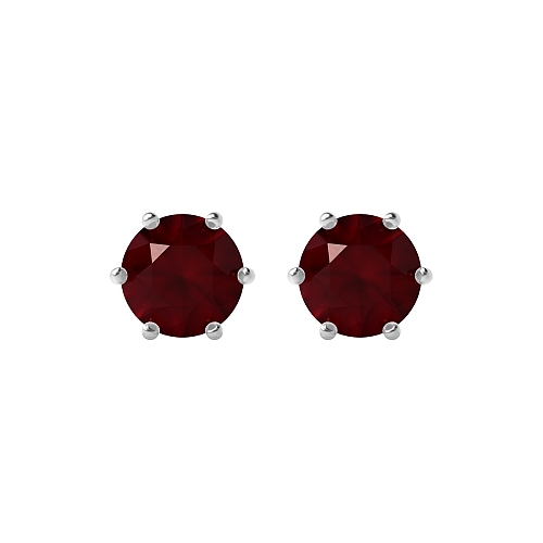 6 Prong flower basket Ruby Diamond Earrings