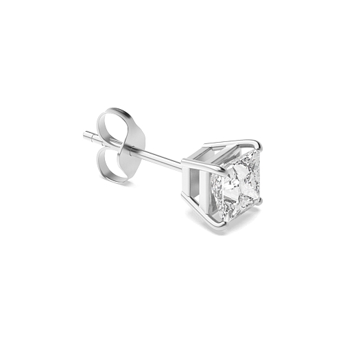 4 Prong Princess square Stud Earrings