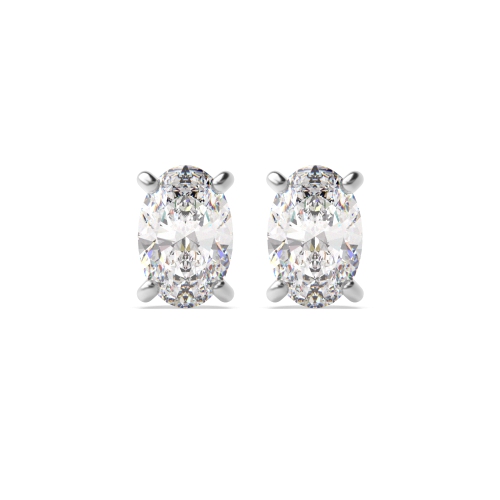4 Prong Oval Square Stud Earrings