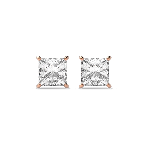 4 Prong Rose Gold elegant basket Diamond Earrings